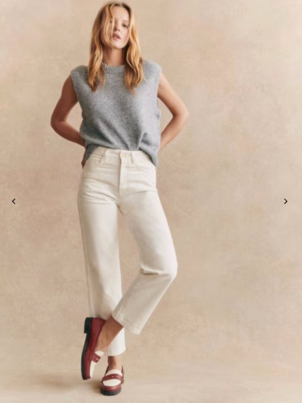 Sezane White Straight-Leg High-Rise Jeans